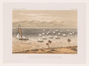 Kongen av Nossi-Faly dro til farens begravelse Le départ du Roi de Nossi-Faly au tombeau de son père en société des Voyageurs (...) (tittel på objekt) Reisen til François P.L. Pollen til Madagaskar (serietittel) F.P.L. Pollen R. s av Marcus Jacob Goedkind