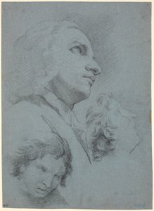 Studieblad med tre hoder. Studie for "The Miracle of San Giuseppe Calasanz" av Marcus Tuscher