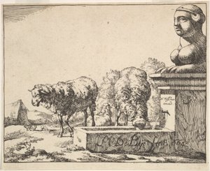Sau, fra et sett med 16 tallerkener, 1664. av Marcus de Bye