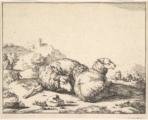 Sau, fra et sett med 16 tallerkener, 1664. av Marcus de Bye