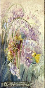 The Joy Bells Ring (akvarell om bord) av Margaret E. Bayliss