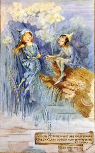 The Nymph and the Green Goblin (akvarell om bord) av Margaret E. Bayliss