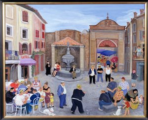 Landsby i Provence (olje på lerret) av Margaret Loxton