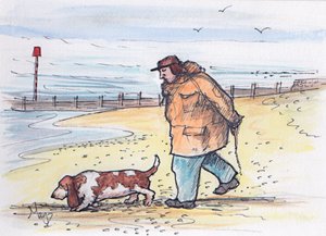 Turgåing med hunden - 02 (penn og akvarell) av Margaret Loxton