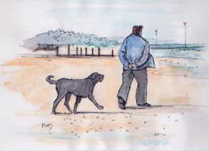 tur med hunden - 07 (penn og akvarell) av Margaret Loxton