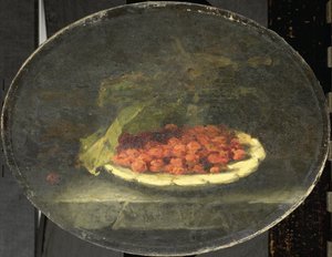 Stilleben med jordbær i en hvit bolle av Margaretha Roosenboom