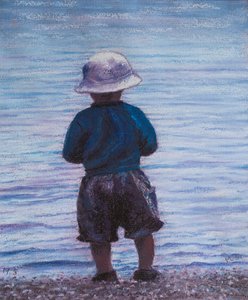 Vurderer en svømmetur, 2019 (pastell) av Margo Starkey