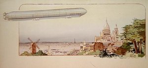 The Spiess Zodiac Airship, utgitt av Mabileau, Paris av Marguerite (fl.1909 14) Montaut