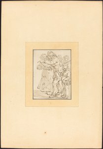 Gammel mann som peker til venstre av Maria Catharina Prestel after Adriaen Pietersz van de Venne