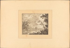 Landskap med elv og by av Maria Catharina Prestel after Jan van Huysum