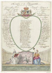 Vers for prinsesse Wilhelmina på førtiårsdagen til prins William V, 1788 la Concorde et la Tranquilité (tittel på objekt) av Maria Margaretha la Fargue