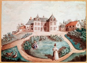 Et slott i Touraine. Illustrasjon for The Lily of the Valley av Balzac. (Tegning av Maria du (attr. to) Fresnay