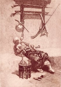 Moor of Tangier (gravering) av Mariano (after) Fortuny
