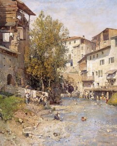 Landskap med en landsby i utkanten av Roma av Mariano Barbasan Lagueruela