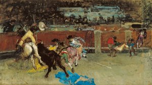 Tyrefekting. Wounded Picador - Fortuny, Maria (1838-1874) - ca 1867 - Olje på lerret - 80,5x140,7 - Museo Carmen Thyssen, Malaga av Mariano Fortuny y Marsal
