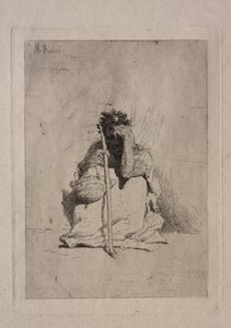 Sittende tigger. av Mariano José María Bernardo Fortuny y Carbó