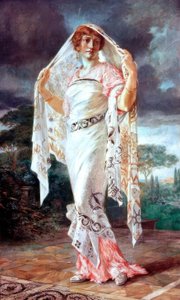 Portrett av Henriette Fortuny i pompeiansk drakt