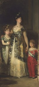 Dronningen av Spania og prinsene. Kopi fra Goya av Mariano Fortuny y Marsal