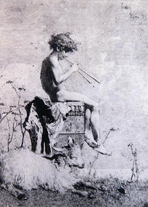 Idyll (radering) av Mariano José María Bernardo Fortuny y Carbó