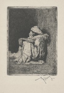 Sittende arabisk, eller Arabe assise av Mariano José María Bernardo Fortuny y Carbó