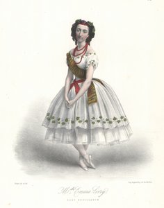 Den franske ballettdanseren Emma Livry i Felicien Davids ballett Herculanum ved Paris Opera av Marie Alexandre (after) Alophe