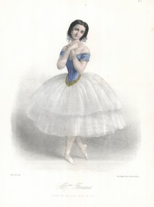 Den italienske ballettdanseren Amalia Ferraris i Ballet des Elfes ved Paris Opera, c1860 (farge litho) av Marie Alexandre (after) Alophe