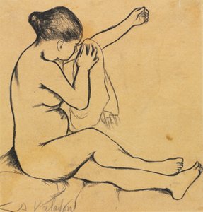 Sittende kvinne naken, første tredje 1900-tallet.