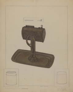 Lampe og talgsil, ca. 1936.