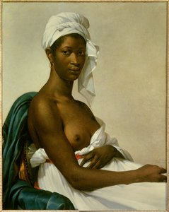 Portrait of Negress En svart kvinne med gjettet bryst. Maleri av Marie-Guillemine Benoist, født Marie Guillemine de Laville-Leroux (1768-1826) 1800 Søn. 0,81x0,65 m - Portrett av en neger - Maleri av Marie Guillemine Benoist (1768-1826), olje på lerret (