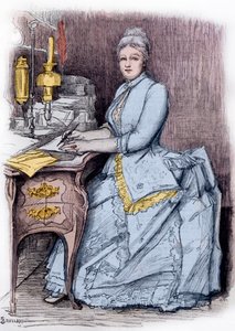 Juliette Lamber (Mme Edmond Adam) (1836-1936), kvinne med franske bokstaver - gravering av Louise Catherine Breslau (1856-1927) privat samling