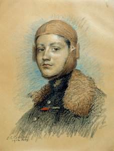 Portrett av Georges Guynemer (1894-1917), fransk krigspilot. Tegning av februar 1916. Tegning av Marie Louise Catherine Breslau (1856-1928) ec.suis.