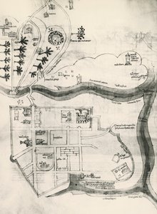 Kart over Jerusalem, fra Book of Secrets of Faithful of Cross (Liber Secretorum Fidelium Crucis) av Marino the Elder (after) Sanuto