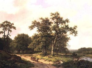 Skoglandskap med bønder