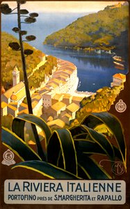 Reiseplakat til den italienske rivieraen, ca. 1920 (litho)