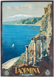 Plakatreklame Taormina, ca. 1927 (litografi i farger)