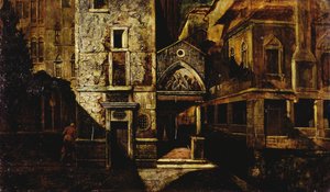 Et hjørne i Venezia, av Mario de Maria, pseudonym til Marius Pictor (1852-1924), olje på panel, 39,5x66,5 cm av Mario de (1852 1924) Maria