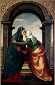 The Visitation of St. Elizabeth to the Jomfru Maria (olje på panel
