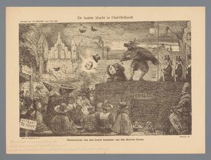 Den siste farsen i Oud-Hollandt (tittel på objekt) av Marius Bauer