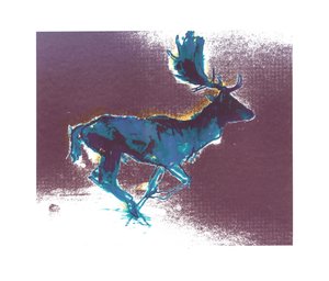 Fallow Buck (blågul skygge), 2015, (skjermtrykk) av Mark Adlington