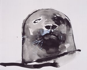 Steinkobbe, West Cove (blekk og gouache på papir) av Mark Adlington