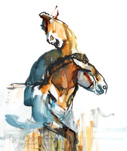 Paleolithic (Przewalski), 2013 (sennelier blekk, akvarell og gouache) av Mark Adlington