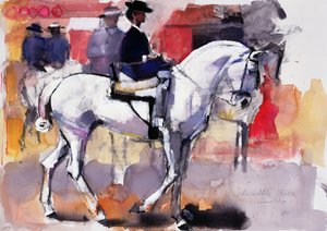 Sidesadel på Feria de Sevilla, 1998 (blandet media på papir) av Mark Adlington