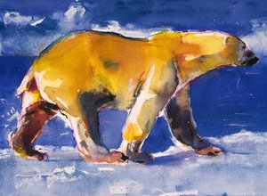 Yellow Bear, 1999 (blandet media på papir) av Mark Adlington