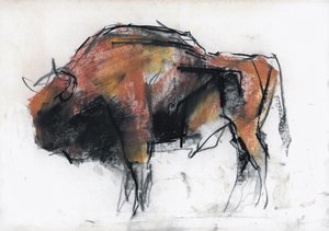 Zubre, Bialowieza (kull og conte på papir)