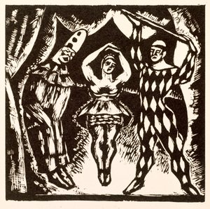 Harlequinade, tresnitt av Roger Fry av Mark Gertler