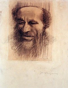 Head of a Rabbi, ca. 1910 (kritt på brunpapir) av Mark Gertler