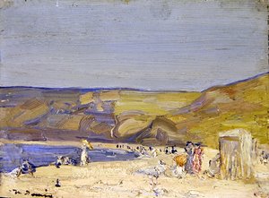 Runswick Bay (olje på panel)