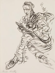 Selvportrett som tegner, ca. 1908 (litografisk fargestift på papir)