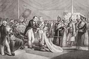 Grand Durbar i Cawnpore etter undertrykkelsen av Sepoy-opprøret, 1858, fra "Illustrasjoner av engelsk og skotsk historie" bind II