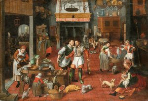 Kjøkkeninnredning, ca. 1565. av Marten van Cleve the Elder